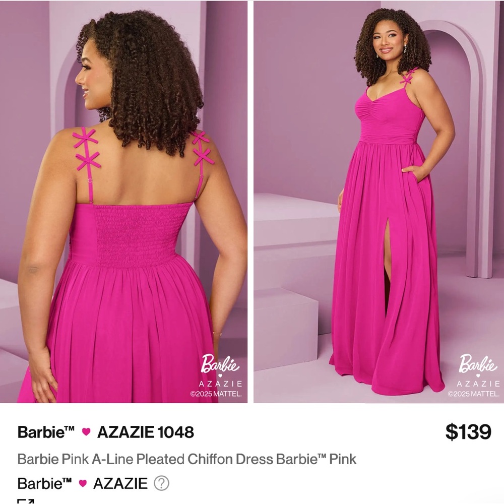 Azazie Fuchsia A-Line Chiffon Dress - Picture 2 of 5